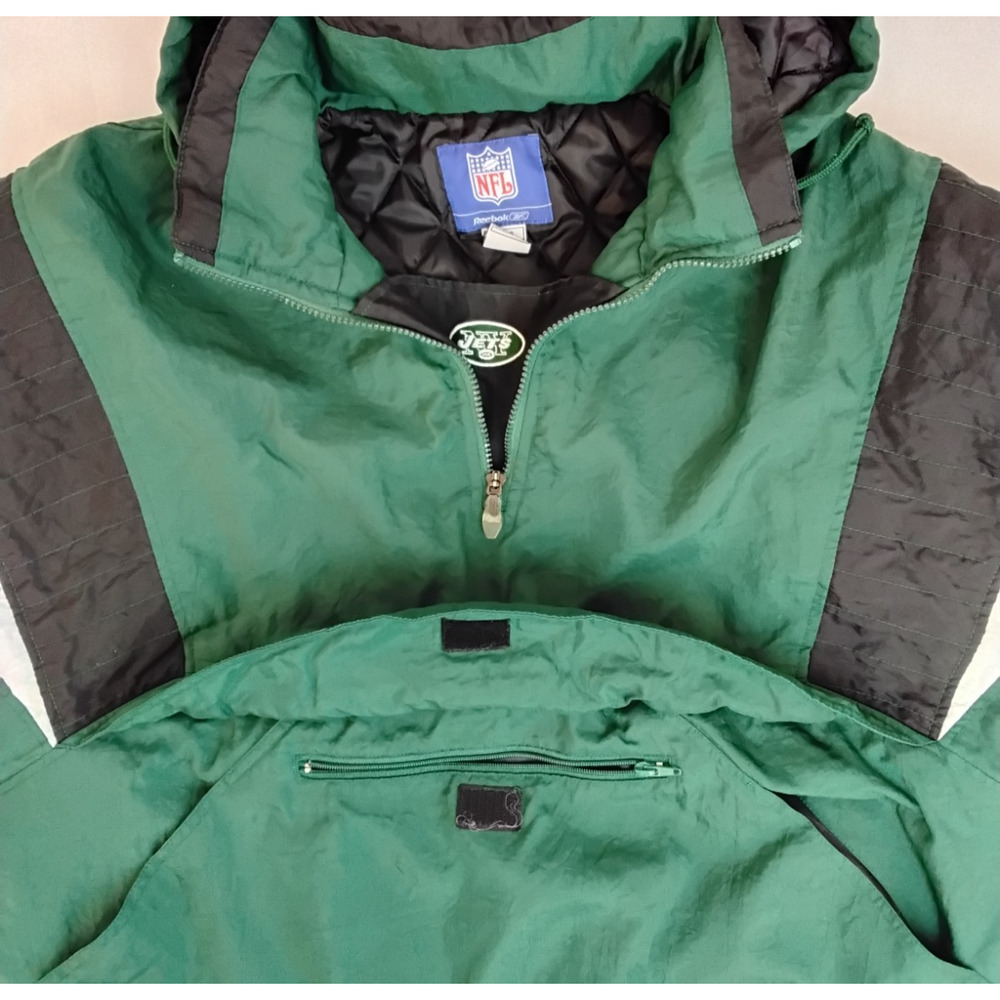 Vintage 90's NFL New York Jets Jacket Men's L 1/2 Zip Hooded Football #Z5805 - Picture 8 of 16